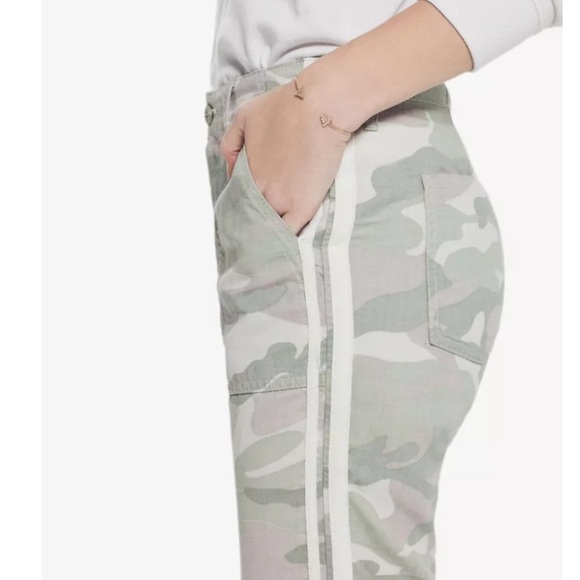Mother The Shaker Crop Fray Pants Racer Stripe Camo Army Green Desert Print 25 - Picture 7 of 14